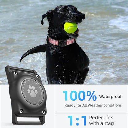Upgrade Dog Collar with AirTag Holder, IP68 Waterproof, Pastel Pink, M | Built-in Water Resistant AirTag holder, 1000D Nylon, Reflective Stitching for Night Visibility, Soft padding for Comfort