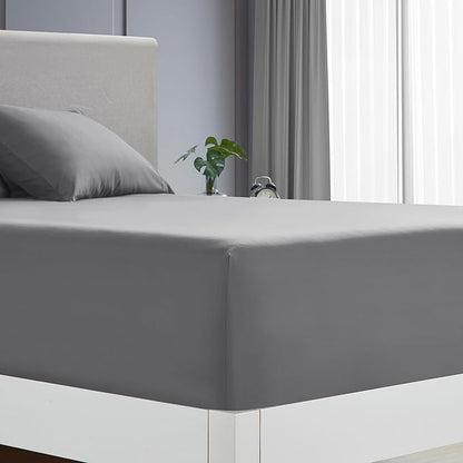 Clara Clark Cal King Sheets - Hotel Luxury 6 Piece Bed Sheets for Cal King Size Bed - Soft Bedding Sheets & Pillowcases, Fits Mattress up to 16 inch deep. California King, Medium Grey
