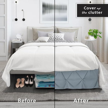 Nestl Stone Blue Bed Skirt Twin Size, Pinch Pleat Twin Bed Skirt, 14" Inch Drop Twin Bedskirt, Hotel Quality Stone Blue Bed Skirts, Premium Microfiber Bedskirt for Twin Bed, Stone Blue Twin Bed Skirt