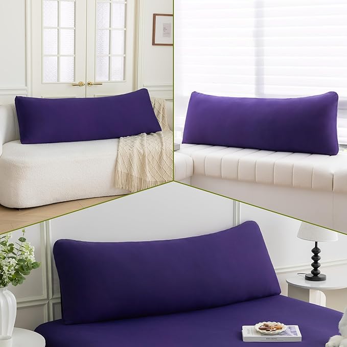 Stretchy Body Pillow Case Cover - Jersey Knit Long Pillowcase for Body Pillow, 1 Pack - Envelope Closure & Skin-Friendly, Soft and Breathable for Sleeping, 20"x54", Purple