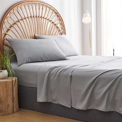 KAKIJUMN Grey Tufted Comforter Set Full Size 7 Piece Bed in a Bag, Shabby Chic Boho Comforter and Sheet Set, Pom Pom Textured Bed Set, All Season Soft Microfiber Complete Bedding Set(Grey,Full)