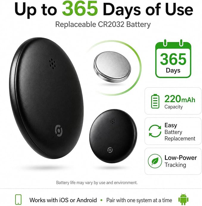GPS Tracker for Vehicles No Subscription, iOS & Android Dual System | Precise Location Car Tracker Tag, IP66 Waterproof Bluetooth Tracker Device for Key, Luggage, Wallet, Kid and Pet (2-Pack)