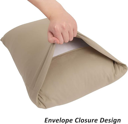 Stretch Pillowcases - Micro Jersey Knit & Ultra Soft, Standard Size - Set of 2 Pillow Cases, Taupe