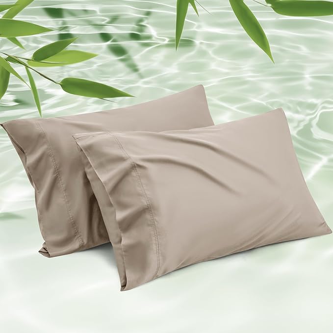 Bedsure King Size Pillow Cases Set of 2, Cooling Pillow Cases King, PureWoven 100% Rayon Derived from Bamboo Simply Pillowcases, Breathable Bedding Pillow Covers with Envelope Closure, 20x36 Inches