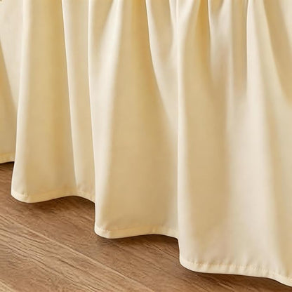 RIMELA Bed Skirt King Size 18 Inch Drop, Wrap Around Elastic Bedskirt Solid Microfiber Luxury Hotel Quality Fabric, Easy to Install Machine Washable Wrinkle & Fade Resistant, Butter Yellow