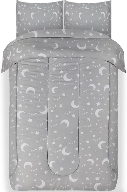 Utopia Bedding Moon Star Kids Comforter Set with 2 Pillow Shams, 3 Piece Soft Microfiber Twin Bed Comforter with Pillow Shams, Printed Kids Bedding for Boys and Girls, Breathable,Easy Care