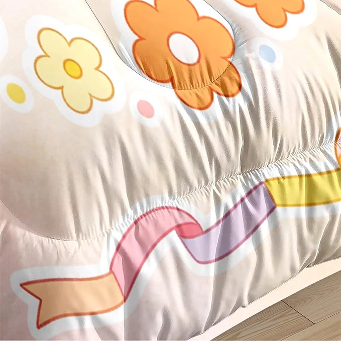 Kids Pink Cute Cat Paw Comforter Set Queen Size, 3Pcs Dorm Cat Animal Bedding Sets for Girls, 100% Washed Microfiber, Includes 1 Heart Comforter 90"x90" and 2 Pillowcases