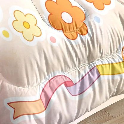 Kids Pink Cute Cat Paw Comforter Set Queen Size, 3Pcs Dorm Cat Animal Bedding Sets for Girls, 100% Washed Microfiber, Includes 1 Heart Comforter 90"x90" and 2 Pillowcases