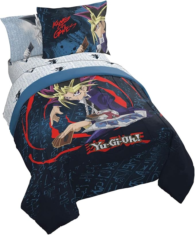 Jay Franco Yu-Gi-Oh! Twin Size Comforter Set - 5 Piece Bedding Includes Sheet Set & Pillow Covers - Super Soft Cozy Bedding
