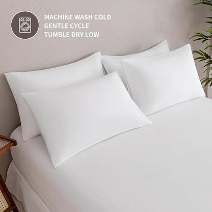 MINIPANDA White King Size Pillow Cases Set of 4 - Super Soft, Smooth and Breathable Pillow Cases King - Envelope Design - Machine Washable Lightweight (20X40 Inches (4 PIECE))