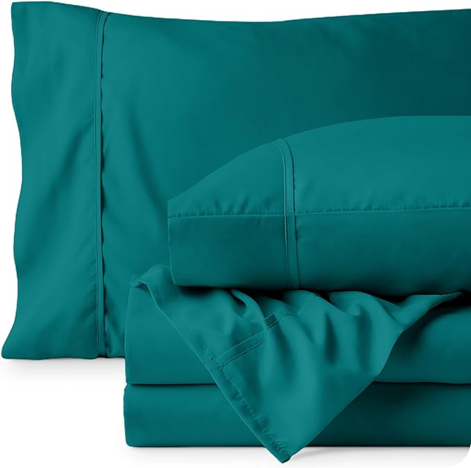 Bare Home Twin Sheet Set - 1800 Ultra-Soft Microfiber Twin Bed Sheets - Double Brushed - Deep Pockets - Easy Fit - 3 Piece Set - Bedding Sheets & Pillowcases (Twin, Emerald)