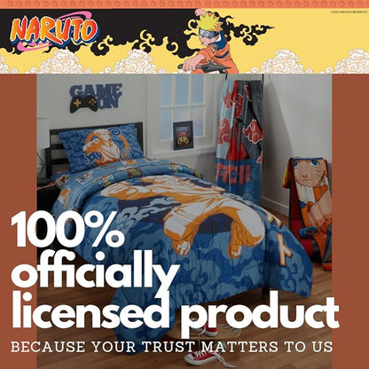 Naruto Anime Kids Bedding Super Soft Cozy 2 Piece Microfiber Reversible Comforter & Pillowcase Set, Twin/Full (Officially Licensed Product) By Franco