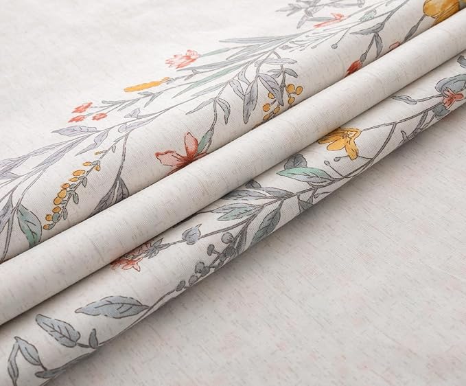 SLEEPBELLA Duvet Cover Queen, 600 Thread Count Cotton Red & Yellow Floral Pattern Flower Reversible Comforter Cover(Queen, White Floral)