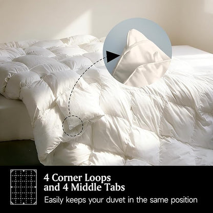 Beautyrest Luxury Hotel Collection Twin Size White Goose Feather Down Fiber Comforter,Ultra-Soft 100% Cotton Breathable Down Comforter Fluffy Duvet Insert, Winter Warm/Twin(68"x90")