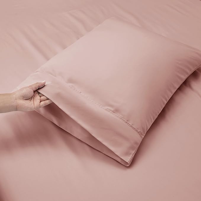 Nestl Twin XL Size Sheet Set, 4 Piece Extra Deep Pocket (18-24 inches), Microfiber, Hotel Luxury, Soft, Breathable, Wrinkle-Free, Easy to Care, Peach Beige
