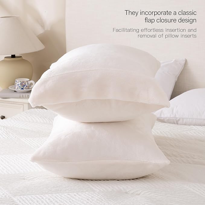 Velvet Queen Pillowcases Standard Size of 2 Pack, Ultra Soft Breathable Pillow Cases with Flap Closure for Bed, Luxury Fuzzy Flannel Velvet Pillow Covers, No Insert (Queen 20x30in, Light Soft Pink)