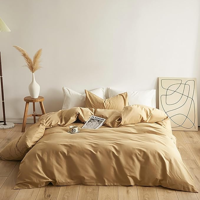 Luxlovery Beige Champagne Comforter Set Cal King Dark Beige Bedding Comforter Set California King Taupe Color Soft Breathable Blanket Quilts 3 Piece Light Khaki Bedding Set for Women Men Adults