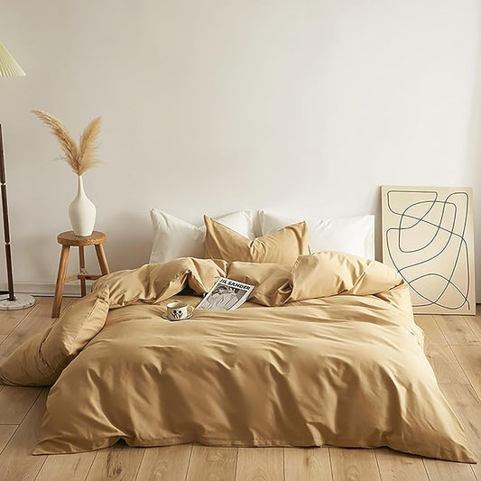 Luxlovery Beige Champagne Comforter Set Cal King Dark Beige Bedding Comforter Set California King Taupe Color Soft Breathable Blanket Quilts 3 Piece Light Khaki Bedding Set for Women Men Adults