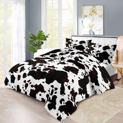 Western Comforter Set FullAnimal Cow Print Comforter Set Full Boys Black and White Farmhouse Bedding Quilt Girls Cowboy Country Bedding Western Room Decor Cow Print Country Quilt