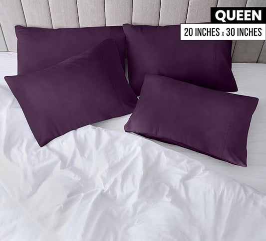 Utopia Bedding Queen Pillow Cases - 4 Pack - Envelope Closure - Soft Brushed Microfiber Fabric - Shrinkage and Fade Resistant Pillow Covers Queen Size 20 X 30 Inches (Queen, Purple)