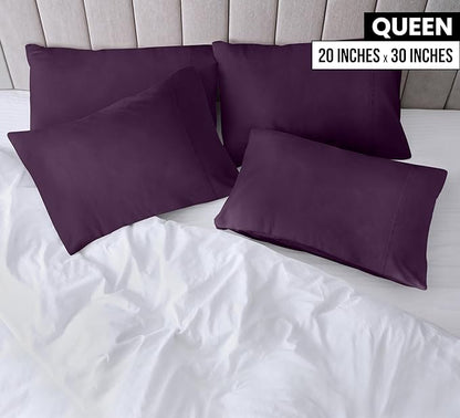 Utopia Bedding Queen Pillow Cases - 12 Pack - Envelope Closure - Soft Brushed Microfiber Fabric - Shrinkage and Fade Resistant Pillow Covers Queen Size 20 X 30 Inches (Queen, Purple)