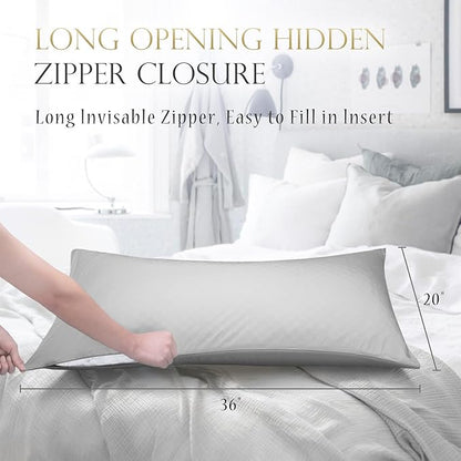 Cooling Crescent Side Sleeper Pillow Cases King Size Set of 2 - Curved Rayon Derived from Bamboo Pillowcase Cover - Breathable Silky Pillowcase for Hot Sleepers Hair and Skin 20 * 36 Inches Light Grey