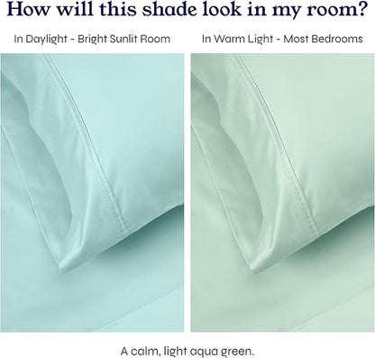 California Design Den Standard Queen Size Pillowcase Set - 400 Thread Count, 100% Cotton Sateen, Set of 2 Pillow Covers, Soft and Breathable - Seafoam