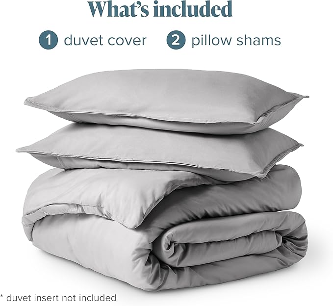 Bare Home Bedding Duvet Cover Full Size - Premium 1800 Super Soft Collection - Lightweight, Cooling Duvet Cover - Soft Breathable Bedding (Full, Light Grey)