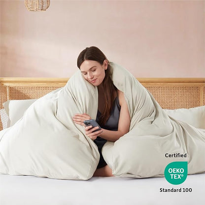 Nestl Twin Duvet Cover Set - Soft Double Brushed Off White Duvet Cover, 2 Piece Set with Button Closure, 1 Duvet Cover 68x90 inches and 1 Pillow Sham