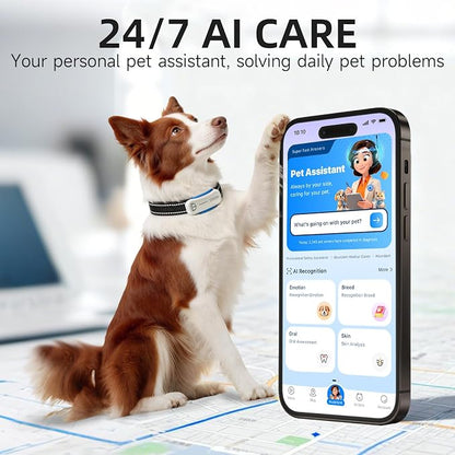 Dog GPS Tracker, AI Tracker Collar with Virtual Fence & Health Monitoring - Real Time Location Tracker for Escape Artists, Electronic Fence Collar for Medium to Large Dogs, iOS and Android