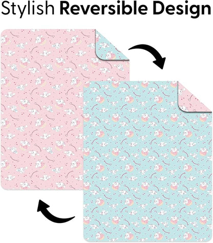 Northwest Sanrio Cinnamoroll Reversible Quilted Throw, Kawaii Cherry Cupcake Pattern, for Anime Fans, Game Room, Chair or Couch, 60 x 80 Inches