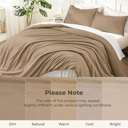 Litanika Taupe Tan Twin/Twin XL Comforter Set, 2 Pieces Solid Bedding Comforter Set, All Season Fluffy Bed Set (66x90In Comforter & 1 Pillowcase)