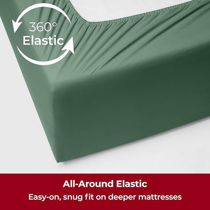 Mellanni Extra Deep Queen Sheets - 4 PC Iconic Collection Bedding - Hotel Luxury, Ultra Soft, Cooling Bed Sheets - Wrinkle, Fade, Stain Resistant (Queen, Emerald Green)