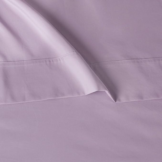 Amazon Basics Lightweight Breathable Ultra-Soft Wrinkle-Free Microfiber 4-Piece Bed Sheet Set with 14-Inch Deep Pockets, Full, Frosted Lavender, Solid