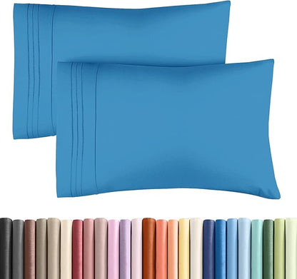 Standard Pillow Cases Set of 2 - Soft Hotel Quality Pillowcase Covers - Comfy & Wrinkle Free - Stain and Fade Resistant - Machine Washable Pillow Protectors - 2 Piece Set - Standard Size Denim Blue