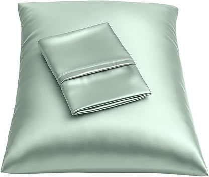 BLISSFORD Satin Pillowcase with Zipper, for Hair and Skin Care, Feels Soft and Cool Like a Silk Pillowcase, Satin Pillow Cases 2 Pack, Slik Pillow Cover, Mint - Standard Size, Set of 2