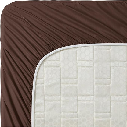 Clara Clark Premier 1800 Series 4pc Bed Sheet Set - Queen, Chocolate Brown