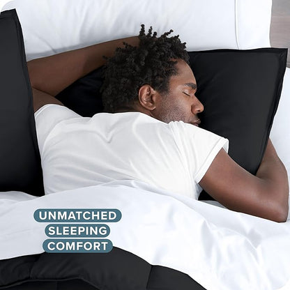 Bare Home Bedding Duvet Cover Extra Long Size - Premium 1800 Super Soft Collection - Lightweight, Cooling Duvet Cover - Soft Breathable Bedding (Twin/Twin XL, Black)