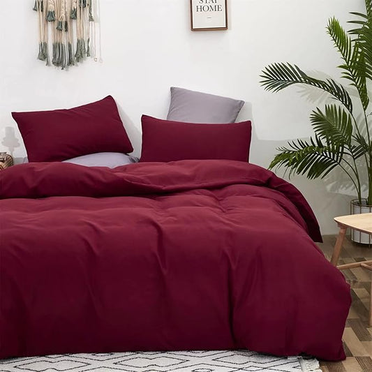 Houseri Burgundy Comforter Set Queen Dark Red Bedding Sets for Women Teen Girls Noble Wine Red Bordeaux Maroon Comfy Breathable Lightweight Bed Quilts Queen Ultra Soft