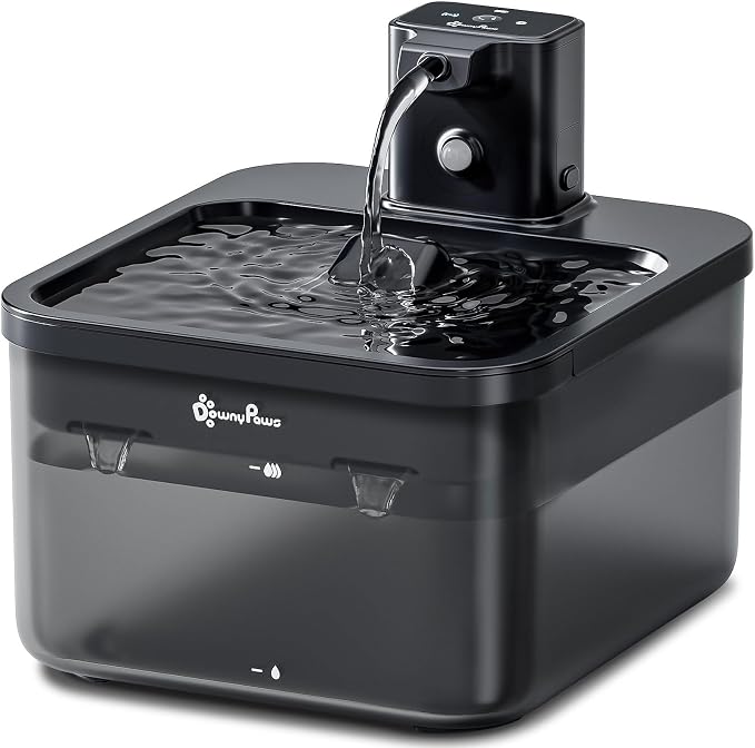 DownyPaws Cat Water Fountain Cordless, 84oz/2.5L Fursink Wireless Pet Water Fountains for Cats Indoor, Battery Operated Cat Drinking Fountain with Motion Sensor, Ultra Quiet Pump, BPA-Free, Black | Wireless Cat Drinking Water Fountains for Cats Indoor,...