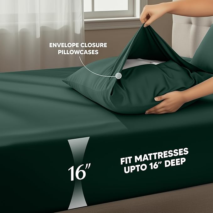 Utopia Bedding California King Sheet Set – 4 Piece Bed Sheets for Cal King Size Bed, Soft and Breathable Microfiber, Includes 1 Fitted Sheet, 1 Flat Sheet and 2 Pillowcases (Emerald)