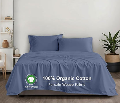 RUVANTI 100% Organic Cotton Sheets Twin XL, Percale Weave, GOTS Certified, 3-Piece Set, Deep Pocket 15", Crisp & Breathable, Soft Durable Bedding, Sábanas Algodón Orgánico – Wild Wind