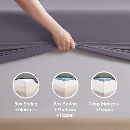 Nestl Full Sheet Set - Luxury 1800 Ultra-Soft Microfiber Full Bed Sheets - Double Brushed - Deep Pockets - Easy Fit - 4 Piece Set - Bedding Sheets & Pillowcases (Full, Grayish Purple)