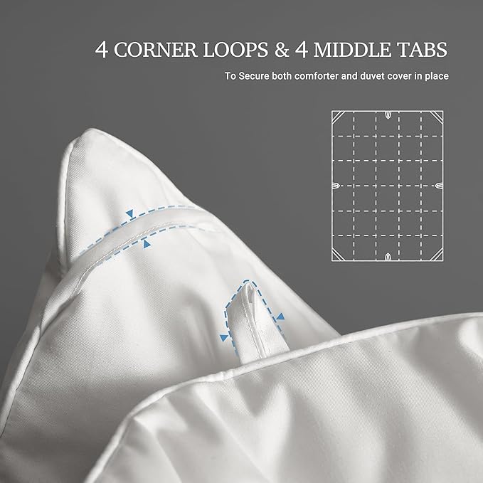 Hotel Grand White Goose Feather Down Fiber Comforter Twin Size, 100% Cotton Duvet Insert Twin, Hotel Luxury Hypoallergenic Comforter Lightweight Bedding Comforter with 8 Corner Loops, 68 x 90 Inch