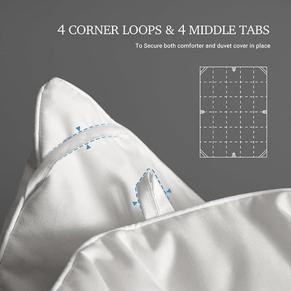 Hotel Grand White Goose Feather Down Fiber Comforter King Size, 100% Cotton Duvet Insert King, Hotel Luxury Hypoallergenic Comforter Lightweight Bedding Comforter with 8 Corner Loops, 106 x 90 Inch