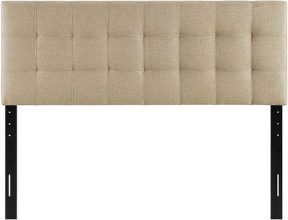 Modway Lily Tufted Linen Fabric Upholstered Full Headboard in Beige