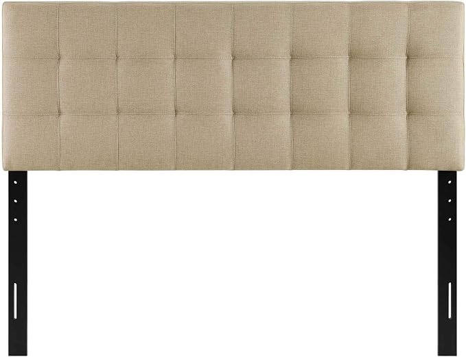 Modway Lily Tufted Linen Fabric Upholstered Queen Headboard in Beige