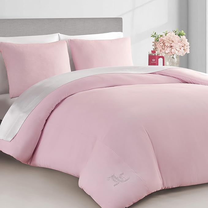 Juicy Couture Marshmallow Pink Velour Twin/Twin XL Comforter Set - 2 Piece Luxury Bedding Ensemble