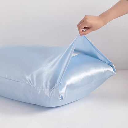 NTBAY 12 Pack Satin Standard Pillowcases for Hair and Skin, Luxurious and Silky Pillow Cases with Envelope Closure, 20 x 26 Inches, Aqua
