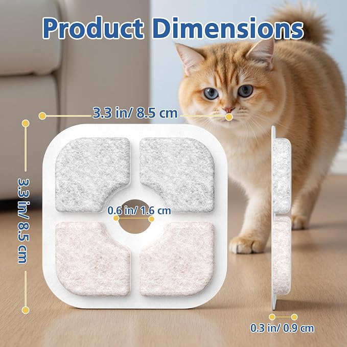 25 Pack Cat Fountain Filter Compatible With Catit PIXI Drinking Fountain | Replacement Triple Action Water Filter with Ion-exchange Resin & Activated Carbon, White